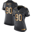 Women's Nike Pittsburgh Steelers #90 T. J. Watt Black Stitched Nfl Limited Gold Salute To Service Jersey Nfl- Women's