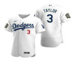 Men's Los Angeles Dodgers #3 Chris Taylor White 2020 World Series Flex Nike Jersey Mlb