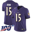 Nike Ravens #15 Marquise Brown Purple Team Color Men's Stitched Nfl 100Th Season Vapor Limited Jersey Nfl
