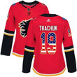 Adidas Calgary Flames #19 Matthew Tkachuk Red Home Usa Flag Women's Stitched Nhl Jersey Nhl- Women's
