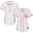 Mets #7 Jose Reyes White Pink Fashion Women's Stitched Baseball Jersey Mlb- Women's