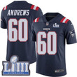 #60 Limited David Andrews Navy Blue Nike Nfl Men's Jersey New England Patriots Rush Vapor Untouchable Super Bowl Liii Bound Nfl