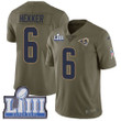 #6 Limited Johnny Hekker Olive Nike Nfl Youth Jersey Los Angeles Rams 2017 Salute To Service Super Bowl Liii Bound Nfl