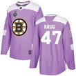 Men's Boston Bruins #47 Torey Krug Purple Fights Cancer 2019 Stanley Cup Final Bound Stitched Hockey Jersey Nhl