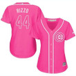 Cubs #44 Anthony Rizzo Pink Fashion Women's Stitched Baseball Jersey MLB- Women's