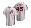 Mens Nike Philadelphia Phillies 45 Zack Wheeler White Cooperstown Collection Home Stitched Baseball Jersey Mlb
