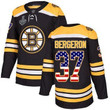 Men's Boston Bruins #37 Patrice Bergeron Black Home Usa Flag 2019 Stanley Cup Final Bound Stitched Hockey Jersey Nhl