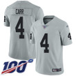 Nike Raiders #4 Derek Carr Silver Men's Stitched Nfl Limited Inverted Legend 100Th Season Jersey Nfl