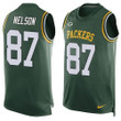 Men's Green Bay Packers #87 Jordy Nelson Green Hot Pressing Player Name & Number Nike Nfl Tank Top Jersey Nfl