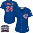 Cubs #24 Dexter Fowler Blue Alternate 2016 World Series Bound Women's Stitched Mlb Jersey Mlb- Women's