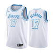 Los Angeles Lakers #17 Dennis Schroder 2020-21 White City Edition Jersey Blue Silver Logo Nba