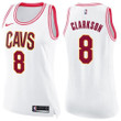 Nike Cleveland Cavaliers #8 Jordan Clarkson White Pink Women's Nba Swingman Fashion Jersey Nba- Women's