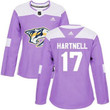 Adidas Nashville Predators #17 Scott Hartnell Purple Authentic Fights Cancer Women's Stitched NHL Jersey NHL- Women's