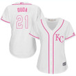 Royals #21 Lucas Duda White Pink Fashion Women's Stitched Baseball Jersey MLB- Women's