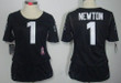 Nike Carolina Panthers #1 Cam Newton Breast Cancer Awareness Black Womens Jersey Nfl- Women's