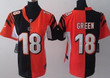 Nike Cincinnati Bengals #18 A.J. Green Black/Orange Two Tone Womens Jersey Nfl- Women's