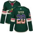 Adidas Minnesota Wild #20 Ryan Suter Green Home Usa Flag Women's Stitched Nhl Jersey Nhl- Women's