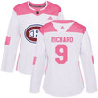 Adidas Montreal Canadiens #9 Maurice Richard White Pink Authentic Fashion Women's Stitched Nhl Jersey Nhl- Women's