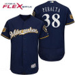 Men's Milwaukee Brewers #38 Wily Peralta Navy Blue 2017 Spring Training Stitched Mlb Majestic Flex Base Jersey Mlb