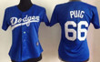 Women's Los Angeles Dodgers #66 Yasiel Puig Blue Jersey Mlb- Women's