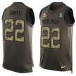 Men's Minnesota Vikings #22 Harrison Smith Green Salute To Service Hot Pressing Player Name & Number Nike Nfl Tank Top Jersey Nfl