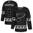 Men's St. Louis Blues #4 Carl Gunnarsson Black Team Logos Fashion Adidas Jersey Nhl