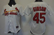 St. Louis Cardinals #45 Bob Gibson White With Red Womens Jersey Mlb- Women's