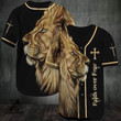 Faith Over Fear Lion King Jesus Black Baseball Jersey | Colorful | Adult Unisex | S - 5Xl Full Size - Baseball Jersey Lf