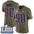 #90 Limited Malcom Brown Olive Nike Nfl Men's Jersey New England Patriots 2017 Salute To Service Super Bowl Liii Bound Nfl