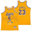 Men's Los Angeles Lakers #23 Lebron James Yellow Hardwood Classics Skull Edition Jersey Nba