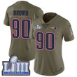 #90 Limited Malcom Brown Olive Nike Nfl Women's Jersey New England Patriots 2017 Salute To Service Super Bowl Liii Bound Nfl