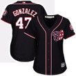 Nationals #47 Gio Gonzalez Navy Blue Alternate Women's Stitched Baseball Jersey Mlb- Women's