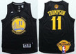 Men's Golden State Warriors #11 Klay Thompson Black With Gold 2016 The Nba Finals Patch Jersey Nba