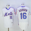 Men's New York Mets #16 Dwight Gooden Retired White Pullover 2016 Flexbase Majestic Baseball Jersey 25Th Patch Mlb