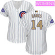 Women's Chicago Cubs #14 Ernie Banks White World Series Champions Gold Stitched Mlb Majestic 2017 Cool Base Jersey Mlb- Women's