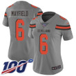 Nike Browns #6 Baker Mayfield Gray Women's Stitched Nfl Limited Inverted Legend 100Th Season Jersey Nfl- Women's