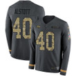 Nike Buccaneers #40 Mike Alstott Anthracite Salute To Service Men's Stitched Nfl Limited Therma Long Sleeve Jersey Nfl