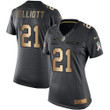 Nike Cowboys #21 Ezekiel Elliott Black Women's Stitched NFL Limited Gold Salute to Service Jersey NFL- Women's