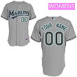 Personalize Jersey Women's Florida Marlins Gray Road Majestic Old Cool Base Custom Baseball Jersey Mlb