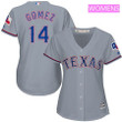 Women's Texas Rangers #14 Carlos Gomez Gray Road Stitched Mlb Majestic Cool Base Jersey Mlb- Women's
