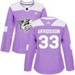 Adidas Nashville Predators #33 Viktor Arvidsson Purple Authentic Fights Cancer Women's Stitched NHL Jersey NHL- Women's