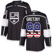 Adidas Kings #99 Wayne Gretzky Black Home Usa Flag Stitched Nhl Jersey Nhl