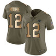 Nike Panthers #12 Dj Moore Olive Gold Women's Stitched Nfl Limited 2017 Salute To Service Jersey Nfl- Women's