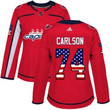 Adidas Washington Capitals #74 John Carlson Red Home Usa Flag Women's Stitched Nhl Jersey Nhl- Women's