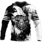 Pl411 Hunting Black And White 3D All Over Printed Shirts For Men And Women