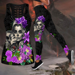 Skull Girl Biker Legging + Hollow Tank Combo Outfit