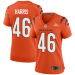 Super Bowl LVI Champions Cincinnati Bengals Clark Harris #46 Orange Women's Jersey
