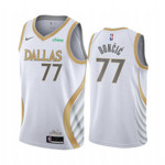 Luka Doncic Dallas Mavericks White City Edition Gold Silver Logo 2020-21 Nba Jersey