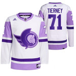 Chris Tierney 2021 HockeyFightsCancer Ottawa Senators White #71 Primegreen Jersey