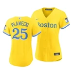Red Sox Kevin Plawecki #25 2021 City Connect Gold Women's MLB Jersey